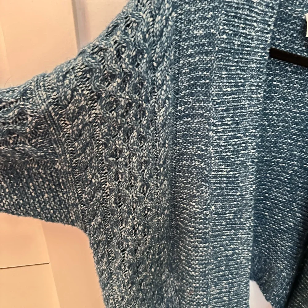 CABI Astral S #4095 Celestial Blue chunky cable knit crop cotton woman cardigan